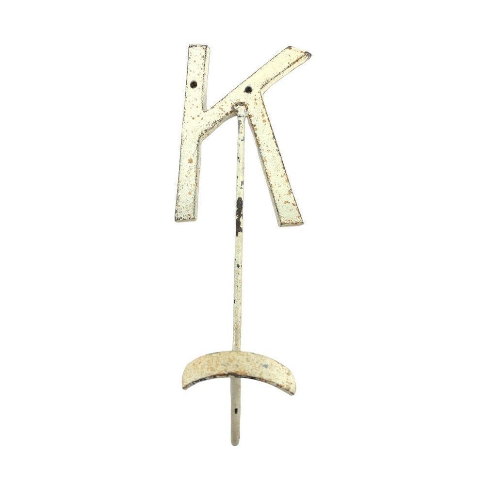 Coat hook wall Initial "K" Farmhouse Metal Vintage 1262 Decore
